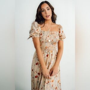 Baltic Born Capri Cream Orange Leaf maxi dress